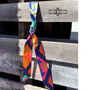 Chico Aztec Skinny Cowgirl Mini Wild Rag Scarf Necktie Purple Pink Blue